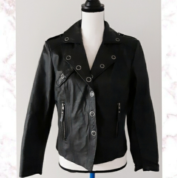 VTG Y2K Moto Mauve Leather Jacket Women/'s L